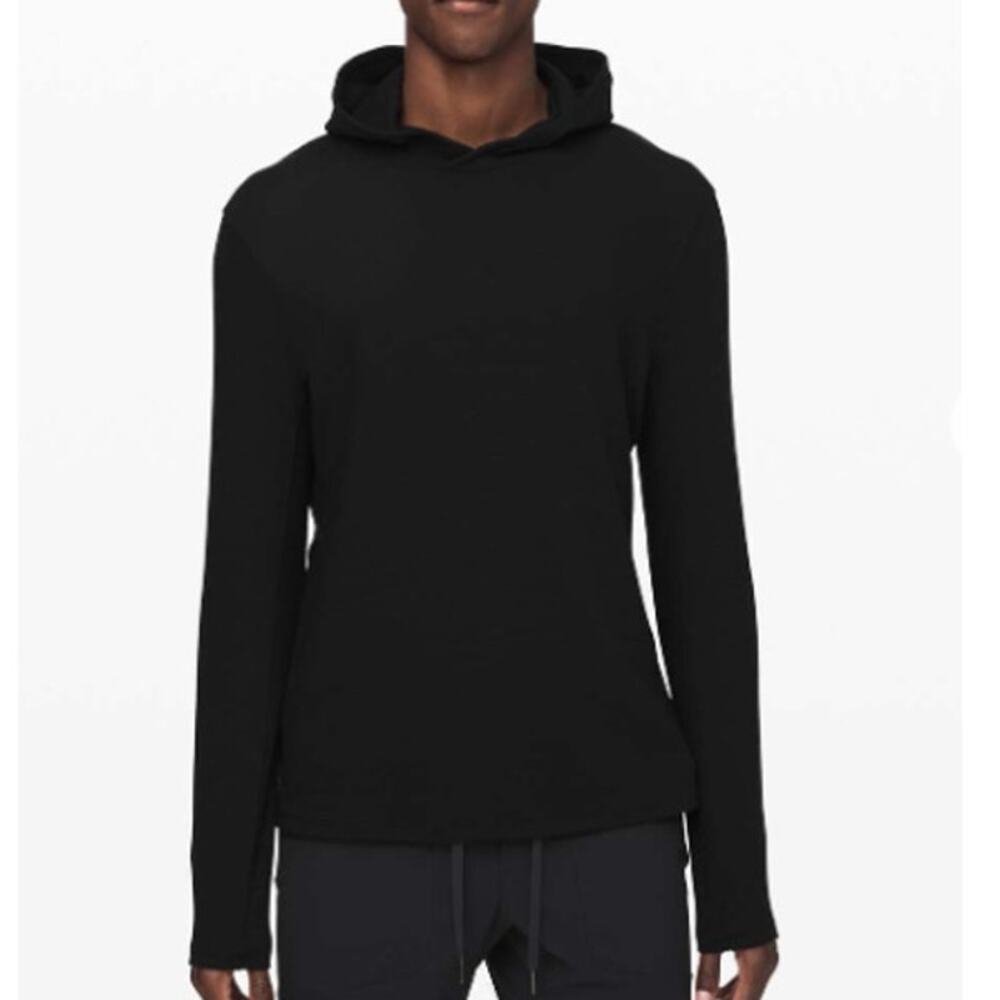 lululemon Shift Stitch Hoodie Mens XL Waffle Knit Black Sweatshirt Pullover Gym